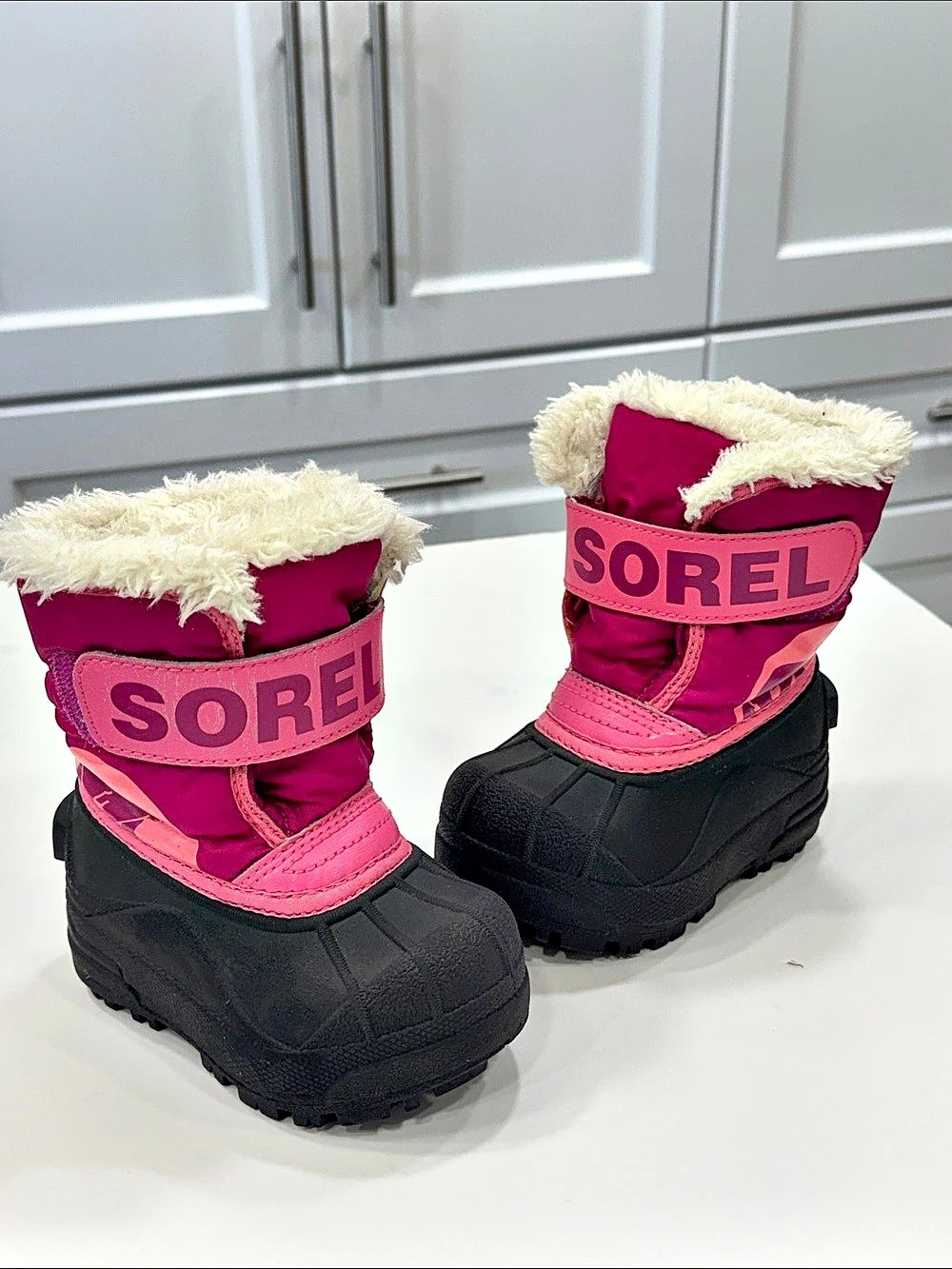 Sorel Snow Commander Toddler Waterproof Winter Boots – Pink/Black – Size 5